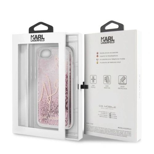 Kup Etui Karl Lagerfeld KLHCI8TRKSRG Apple iPhone SE 2022/SE 2020/8/7 růžovo-zlatý/rose gold Glitter Signature - KLD263RS - {ean13} - Sklep Home Screen