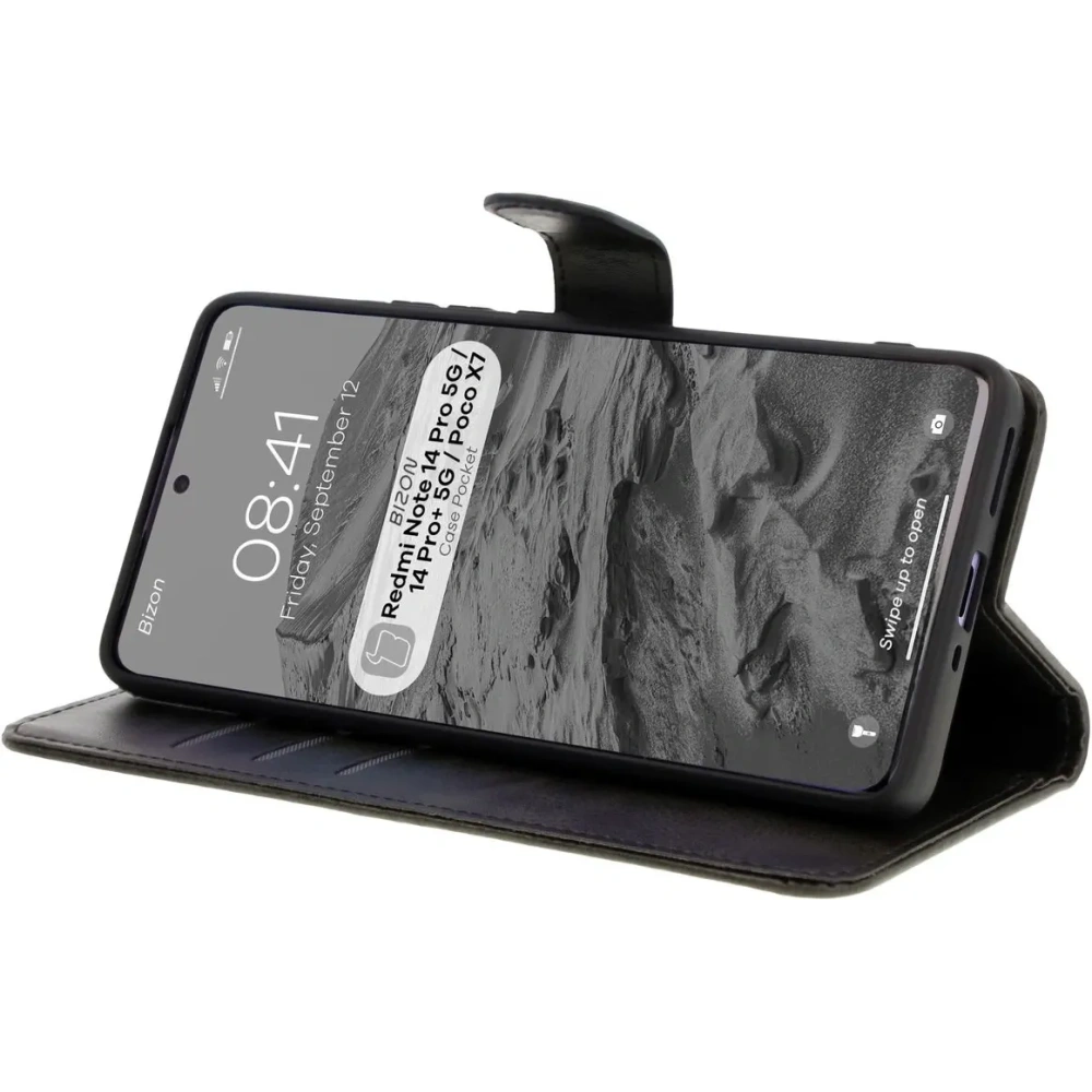 Etui z klapką Bizon Case Pocket do Xiaomi Redmi Note 14 Pro 5G / Poco X7 czarne