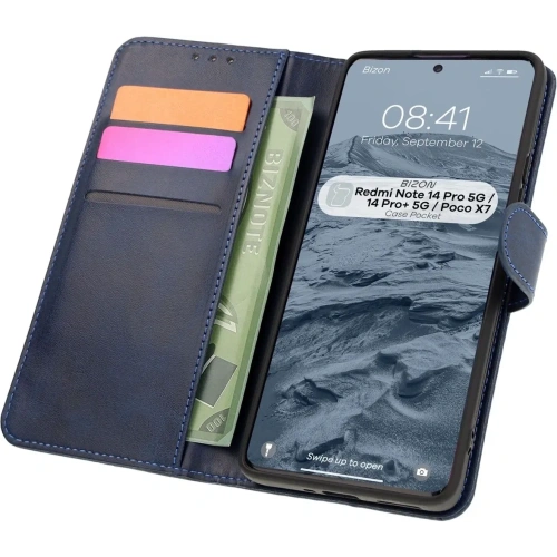 Kup Etui z klapką Bizon Case Pocket do Xiaomi Redmi Note 14 Pro 5G / Poco X7 granatowe - BIZ8513 - {ean13} - Sklep Home Screen