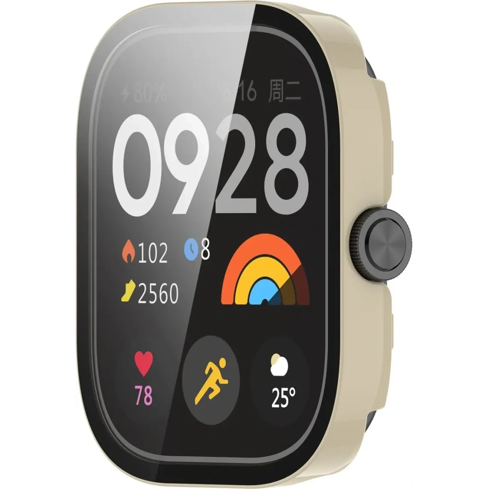 Etui ze szkłem do zegarka Bizon Case+Glass Watch do Xiaomi Redmi Watch 5 beżowe