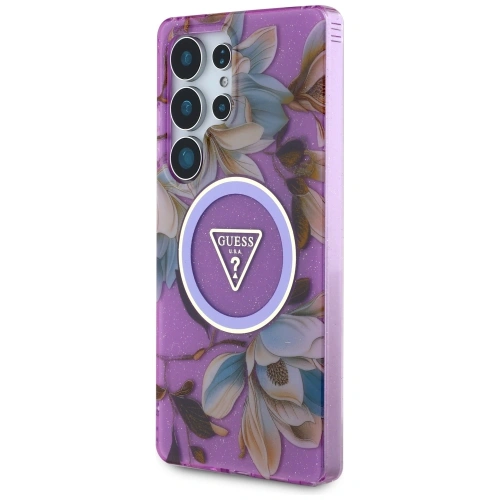 Buy Guess Glitter Flowers Triangle Buttons MagSafe Samsung Galaxy S25 Ultra purple - GUE4317 - {ean13} - Home Screen Store Europe
