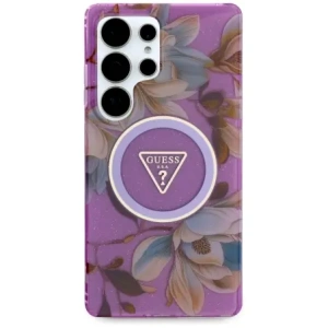 Kup Etui Guess Glitter Flowers Triangle Buttons MagSafe do Samsung Galaxy S25 Ultra fioletowy - GUE4317 - {ean13} - Sklep Home Screen