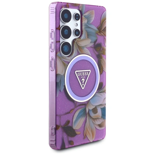 Buy Guess Glitter Flowers Triangle Buttons MagSafe Samsung Galaxy S25 Ultra purple - GUE4317 - {ean13} - Home Screen Store Europe