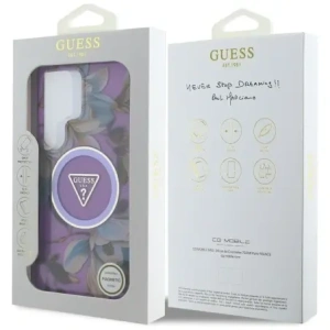Kup Etui Guess Glitter Flowers Triangle Buttons MagSafe do Samsung Galaxy S25 Ultra fioletowy - GUE4317 - {ean13} - Sklep Home Screen