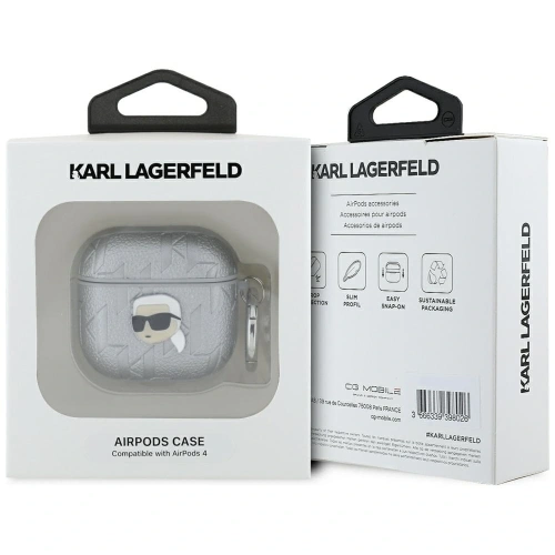 Kup Etui Karl Lagerfeld Monogram Karl Head do Apple AirPods 4 srebrny - KLD21910 - {ean13} - Sklep Home Screen