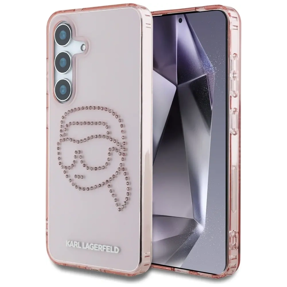 Etui Karl Lagerfeld Rhinestones K. Head Logo do Samsung Galaxy S25 różowy
