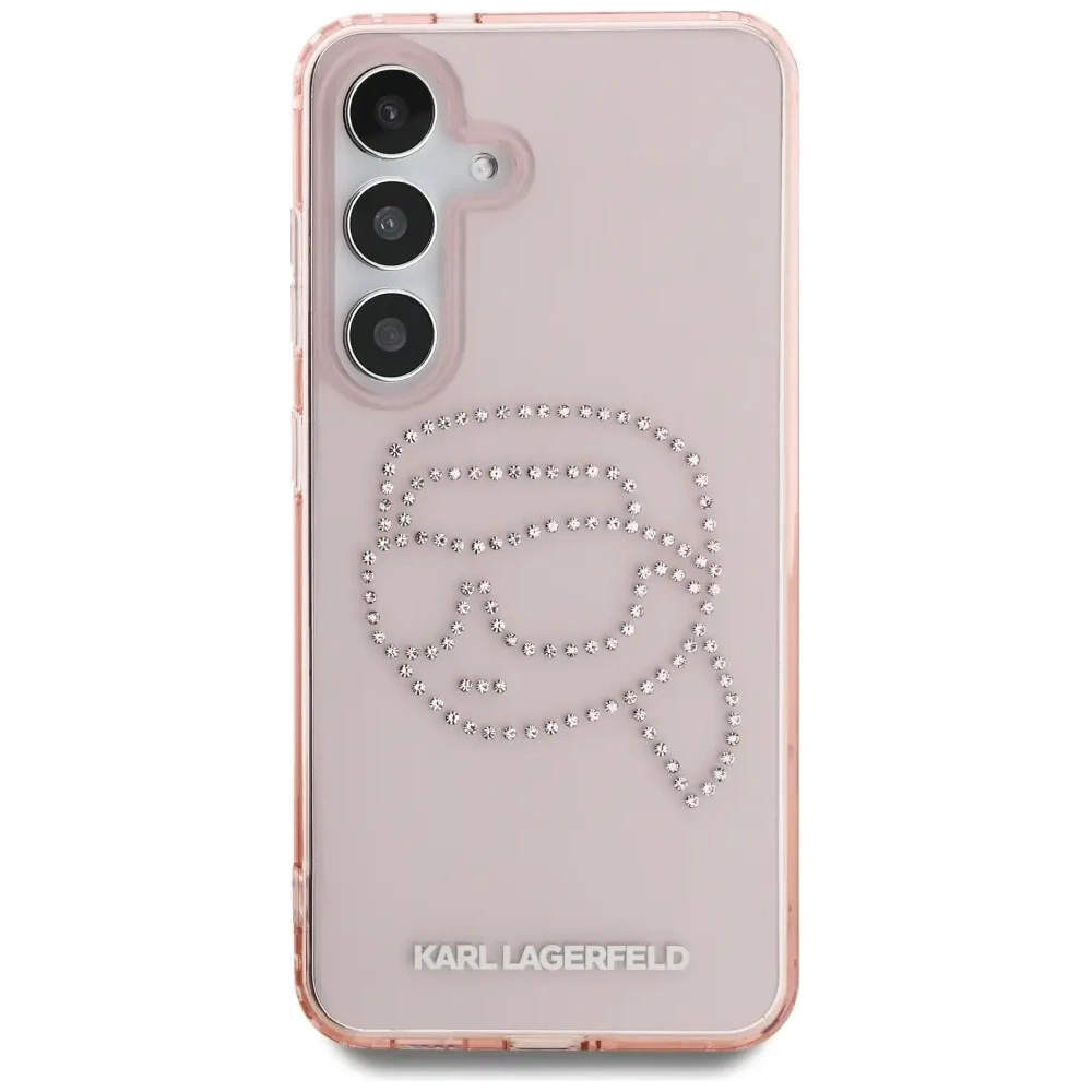 Etui Karl Lagerfeld Rhinestones K. Head Logo do Samsung Galaxy S25 różowy