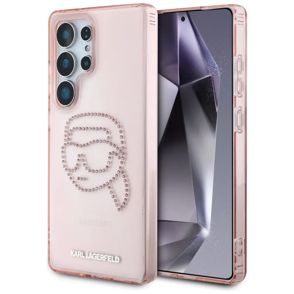 Etui Karl Lagerfeld Rhinestones K. Head Logo do Samsung Galaxy S25 Ultra różowy