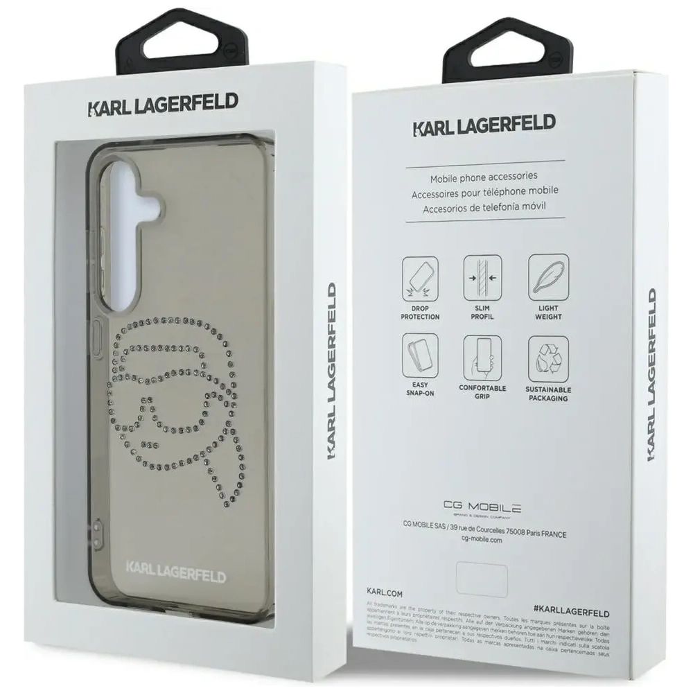 Etui Karl Lagerfeld Rhinestones Karl Head Logo do Samsung Galaxy S25 czarny