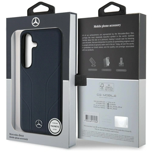 Kup Mercedes Piele cu Linii Debossate MagSafe Samsung Galaxy S25 albastru - MRS308 - {ean13} - Sklep Home Screen