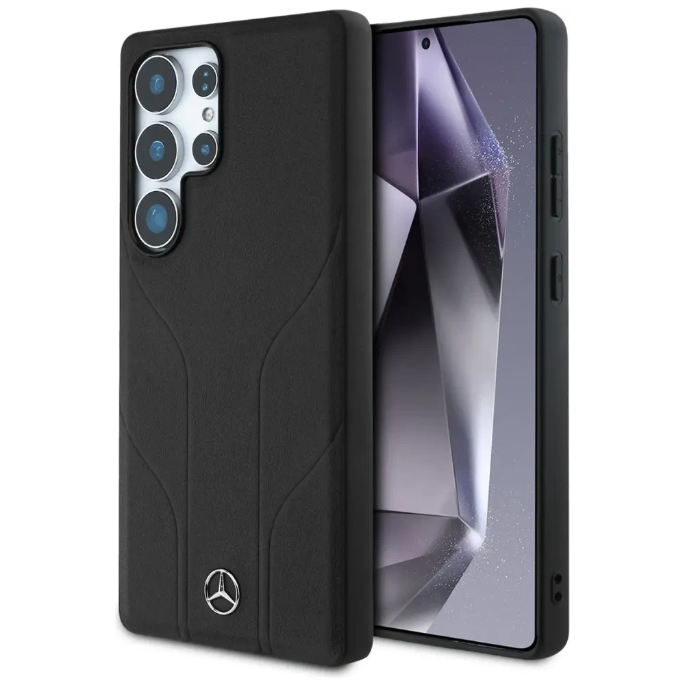 Etui Mercedes Leather Debossed Lines MagSafe do Samsung Galaxy S25 Ultra czarny