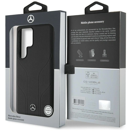 Kup Etui Mercedes Leather Debossed Lines MagSafe do Samsung Galaxy S25 Ultra czarny - MRS309 - {ean13} - Sklep Home Screen