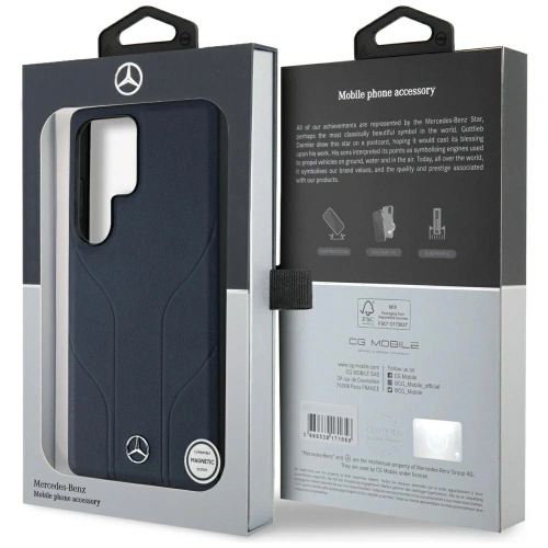 Kup Mercedes Piele cu Linii Debossate MagSafe Samsung Galaxy S25 Ultra albastru - MRS310 - {ean13} - Sklep Home Screen
