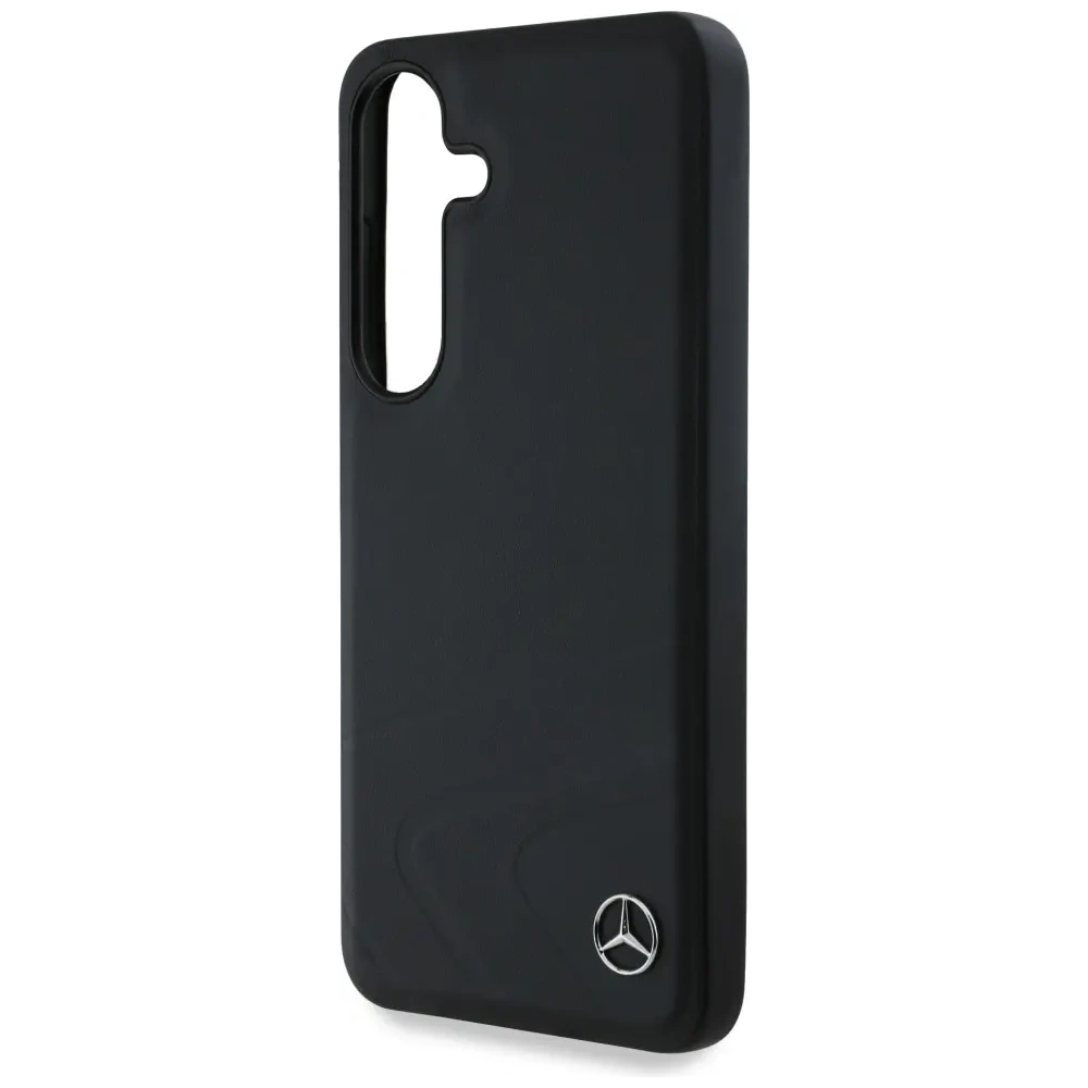 Etui Mercedes Leather Horizontal Debossed Curves MagSafe do Samsung Galaxy S25 czarny