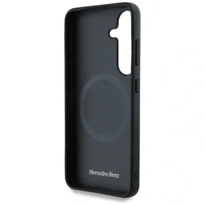 Etui Mercedes kožené horizontální s dekoltem MagSafe pro Samsung Galaxy S25 černé