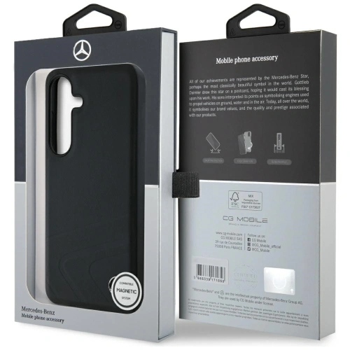 Kup Mercedes Piele Curbe Debosate Orizontale MagSafe Samsung Galaxy S25 negru - MRS312 - {ean13} - Sklep Home Screen
