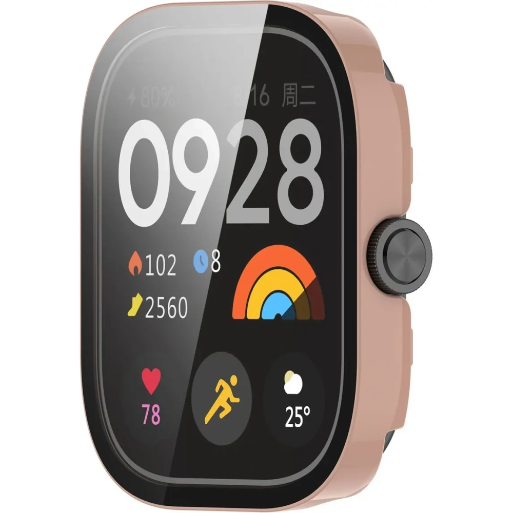 Etui ze szkłem do zegarka Bizon Case+Glass Watch do Xiaomi Redmi Watch 5 różowe