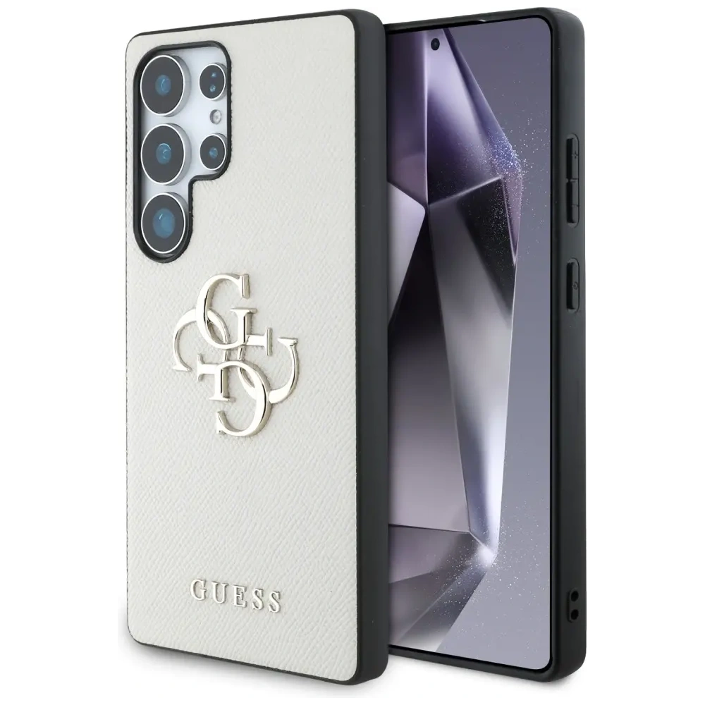 Etui Guess Grained Big 4G Logo Small Classic Logo do Samsung Galaxy S25 Ultra beżowy