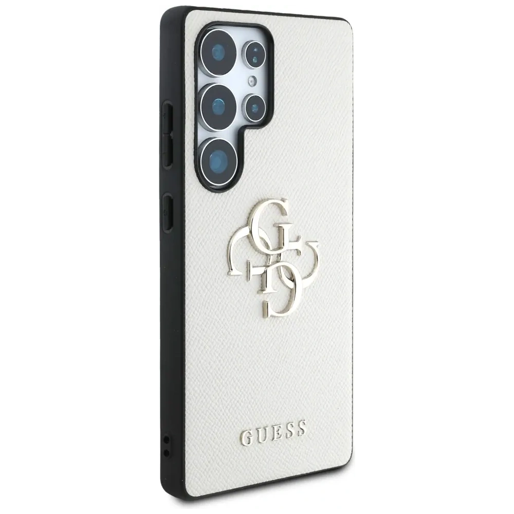Etui Guess Grained Big 4G Logo Small Classic Logo do Samsung Galaxy S25 Ultra beżowy