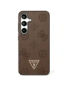 Guess Grained Hot Stamp Peony Pattern Triangle Logo MagSafe Samsung Galaxy S25 brown