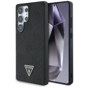 Guess Grained Hot Stamp Peony Pattern Triangle Logo MagSafe Samsung Galaxy S25 Ultra black