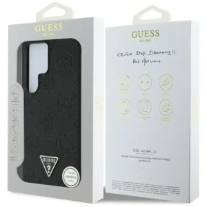 Kup Etui Guess Grained Hot Stamp Peony Pattern Triangle Logo MagSafe do Samsung Galaxy S25 Ultra czarny - GUE4322 - {ean13} - Sklep Home Screen