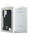 Etui Guess Grained Hot Stamp Peony Pattern Triangle Logo MagSafe do Samsung Galaxy S25 Ultra czarny