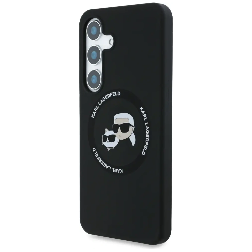 Etui Karl Lagerfeld Silicone Double Heads And Circle MagSafe do Samsung Galaxy S25 czarny
