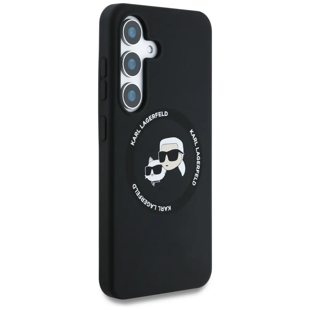 Etui Karl Lagerfeld Silicone Double Heads And Circle MagSafe do Samsung Galaxy S25 czarny
