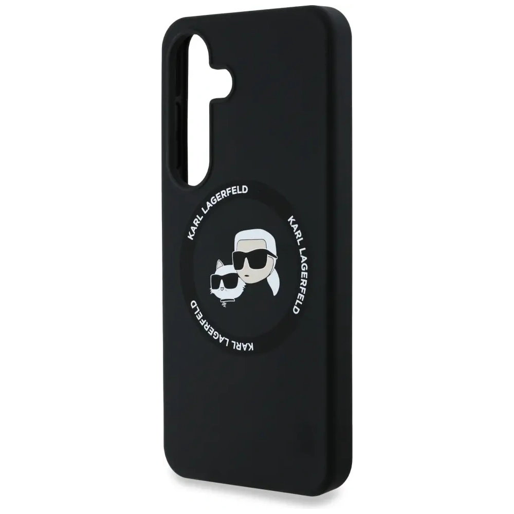 Etui Karl Lagerfeld Silicone Double Heads And Circle MagSafe do Samsung Galaxy S25 czarny