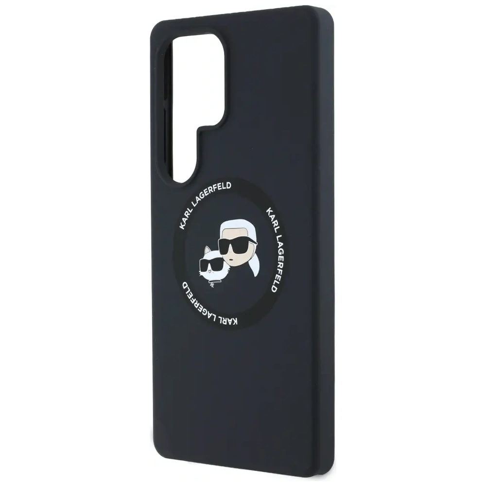 Etui Karl Lagerfeld Silicone Double Heads And Circle MagSafe do Samsung Galaxy S25 Ultra czarny
