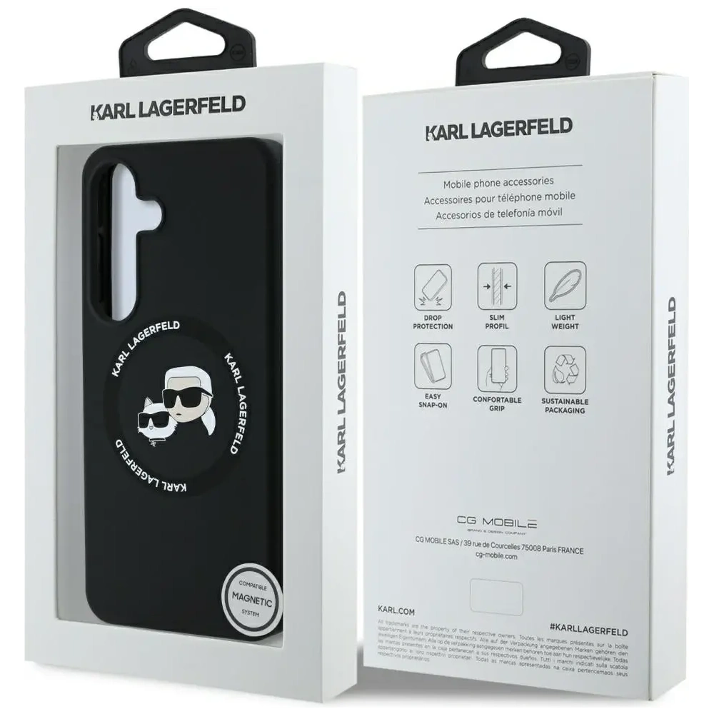Etui Karl Lagerfeld Silicone Double Heads And Circle MagSafe do Samsung Galaxy S25+ Plus czarny