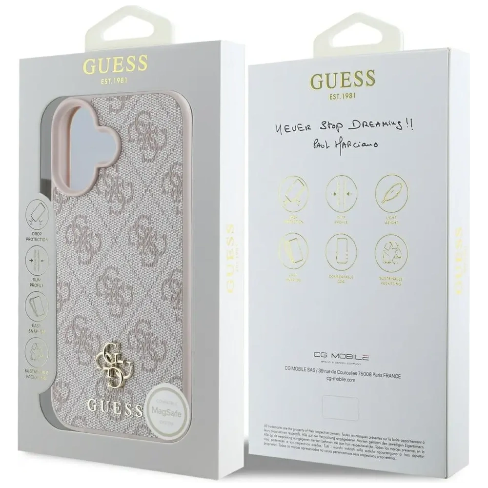Etui Guess HC PU 4G Small 4G and Classic do Apple iPhone 16 MagSafe różowy