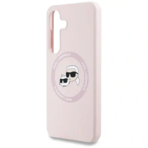 Etui Karl Lagerfeld Silicone Double Heads And Circle MagSafe do Samsung Galaxy S25+ Plus różowy