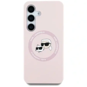 Etui Karl Lagerfeld Silicone Double Heads And Circle MagSafe do Samsung Galaxy S25 różowy