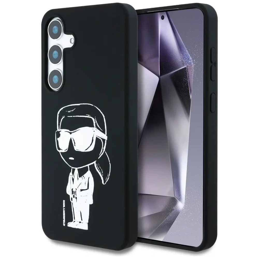 Etui Karl Lagerfeld Silicone Graffiti Ikonik Printed Logo MagSafe do Samsung Galaxy S25 czarny