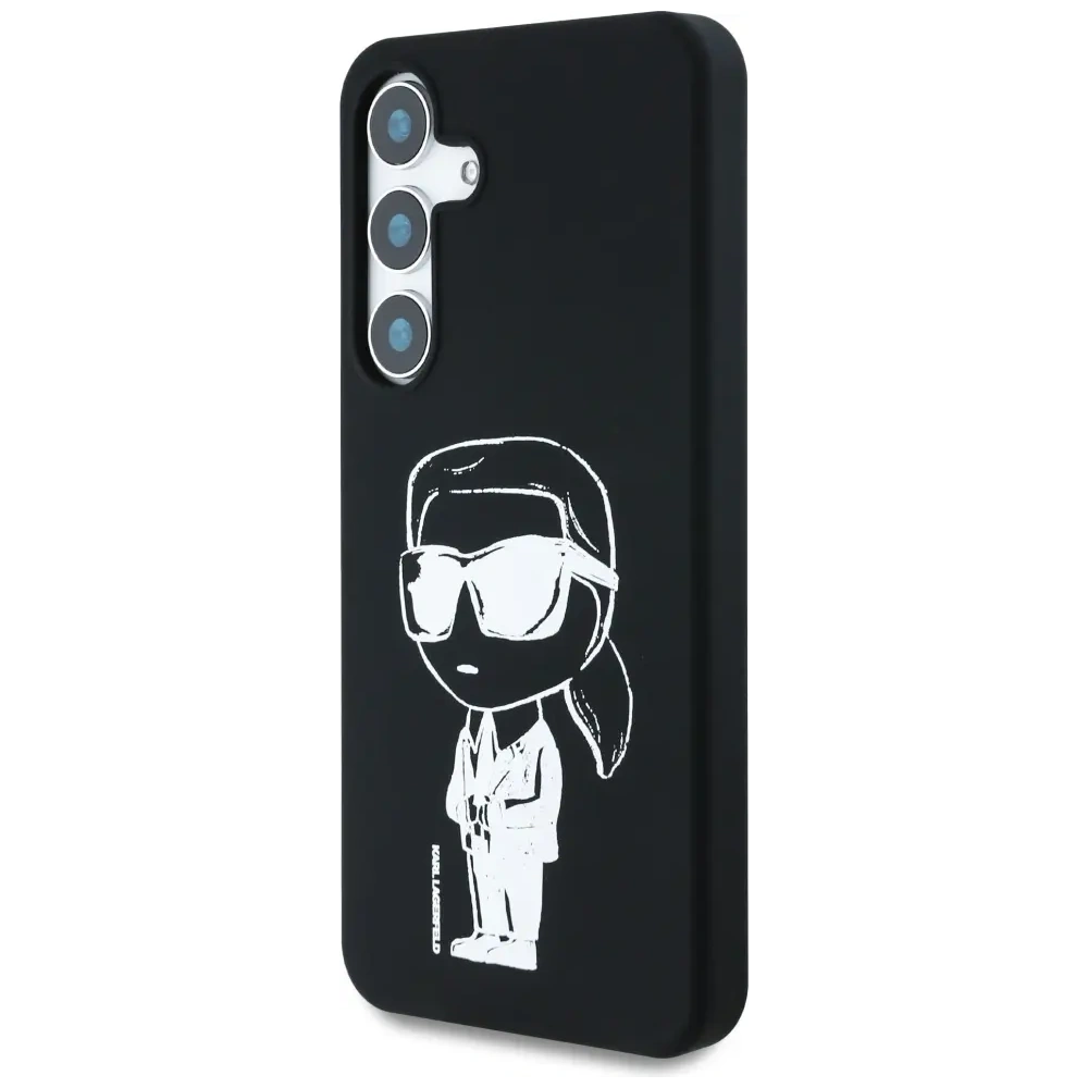 Etui Karl Lagerfeld Silicone Graffiti Ikonik Printed Logo MagSafe do Samsung Galaxy S25 czarny
