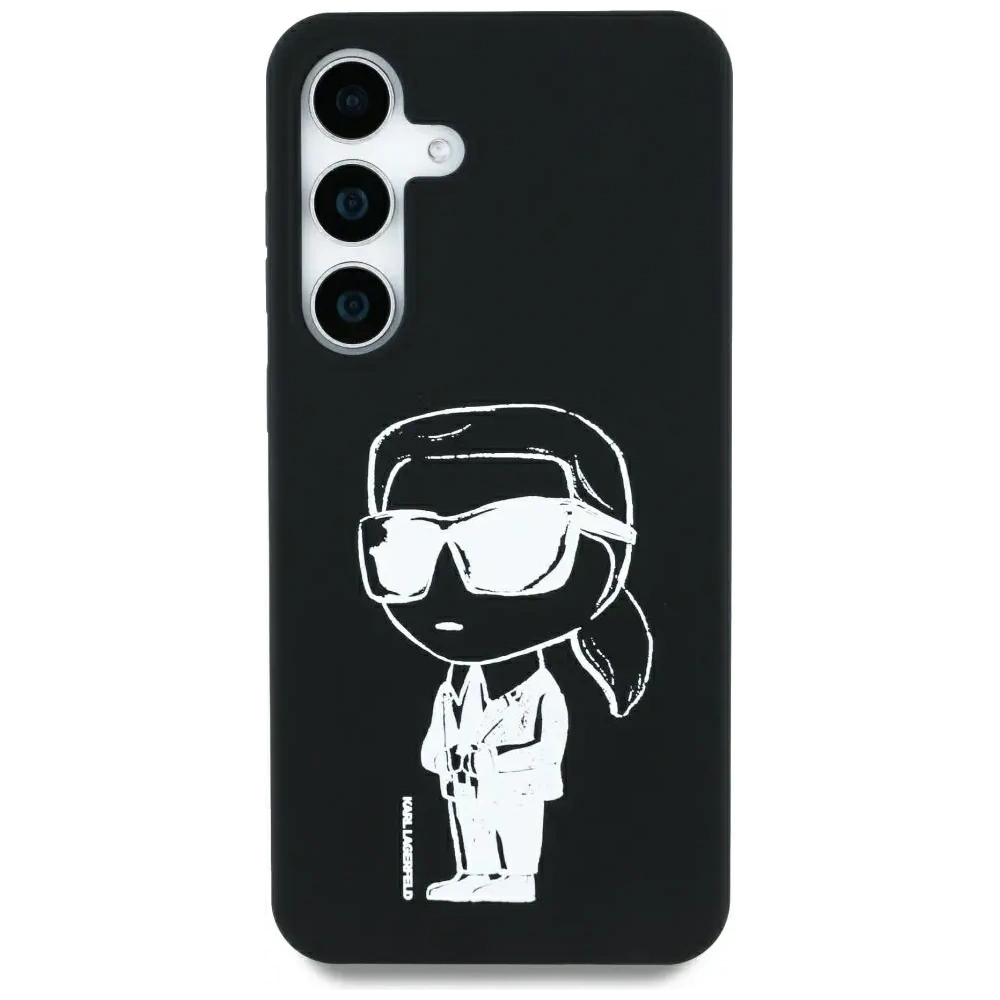 Etui Karl Lagerfeld Silicone Graffiti Ikonik Printed Logo MagSafe do Samsung Galaxy S25 czarny