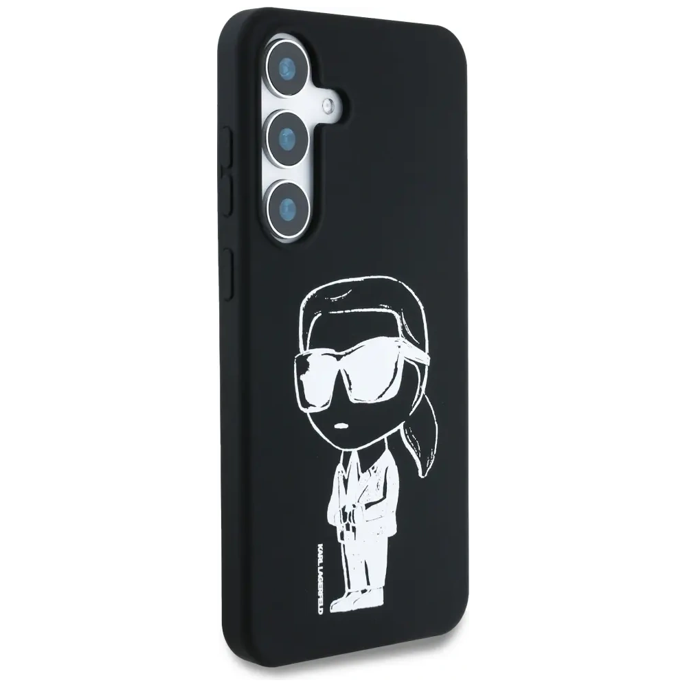 Etui Karl Lagerfeld Silicone Graffiti Ikonik Printed Logo MagSafe do Samsung Galaxy S25 czarny