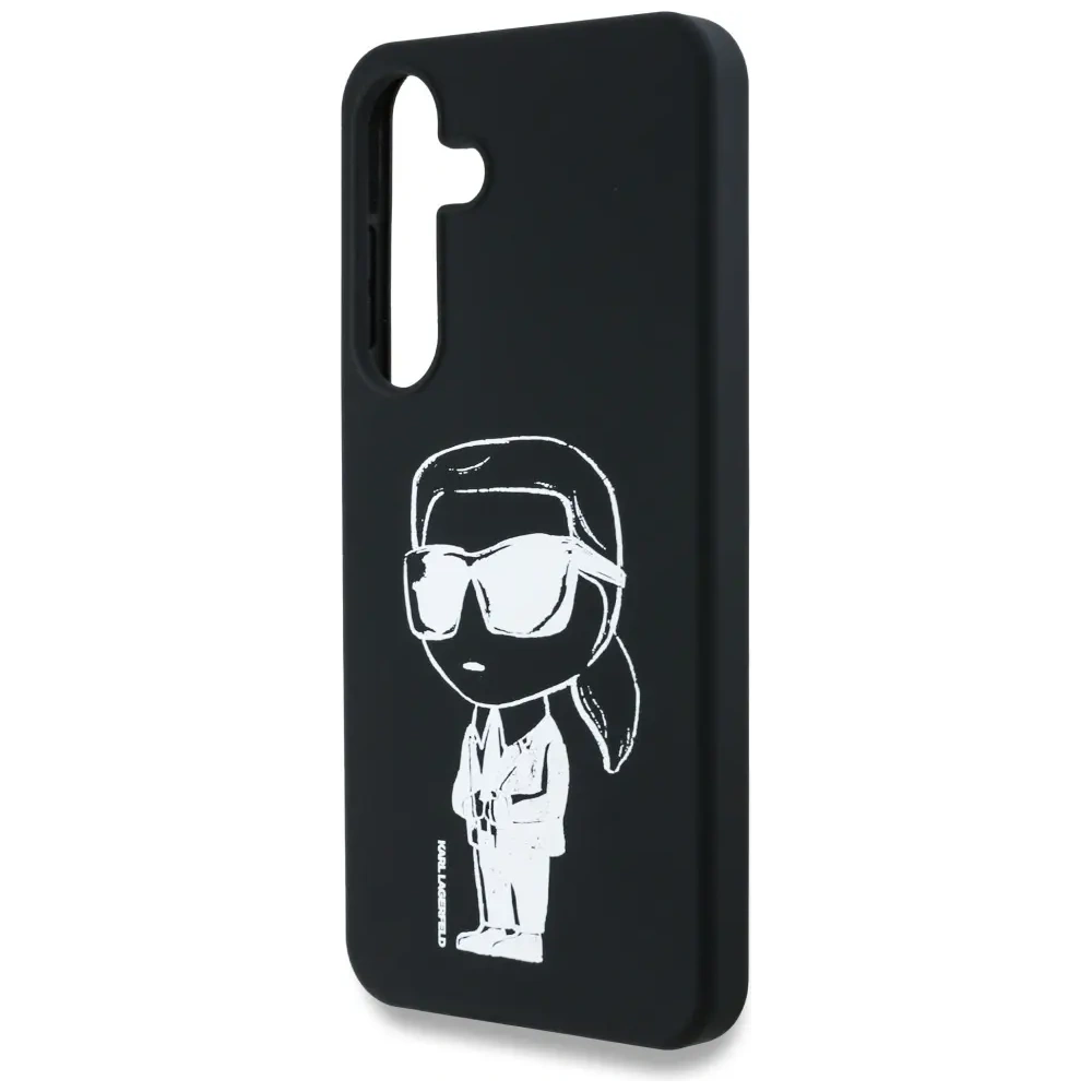 Etui Karl Lagerfeld Silicone Graffiti Ikonik Printed Logo MagSafe do Samsung Galaxy S25 czarny