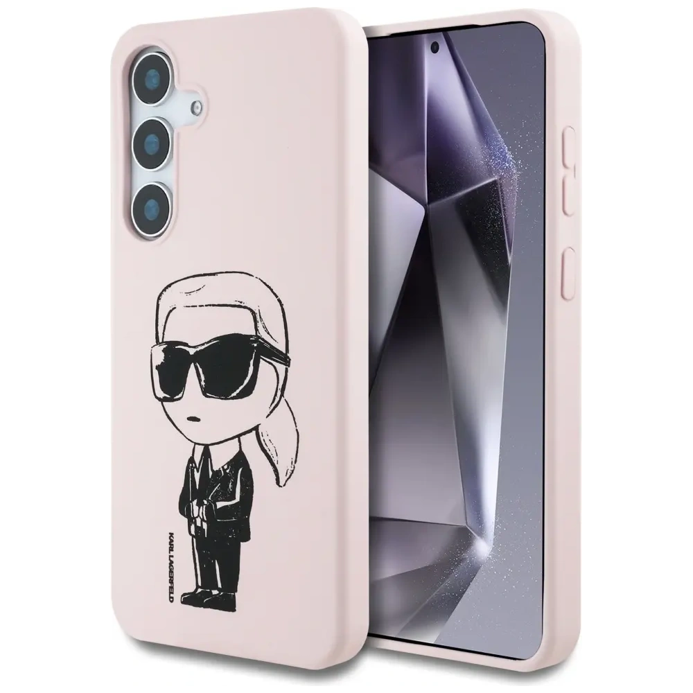 Etui Karl Lagerfeld Silicone Graffiti Ikonik Printed Logo MagSafe do Samsung Galaxy S25 różowy