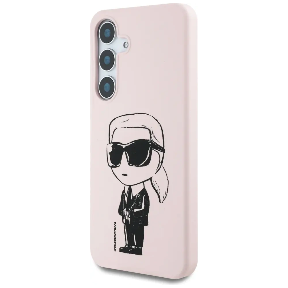 Etui Karl Lagerfeld Silicone Graffiti Ikonik Printed Logo MagSafe do Samsung Galaxy S25 różowy