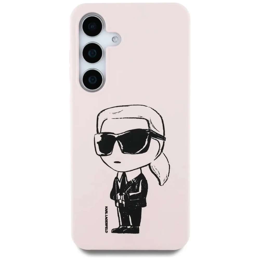 Etui Karl Lagerfeld Silicone Graffiti Ikonik Printed Logo MagSafe do Samsung Galaxy S25 różowy
