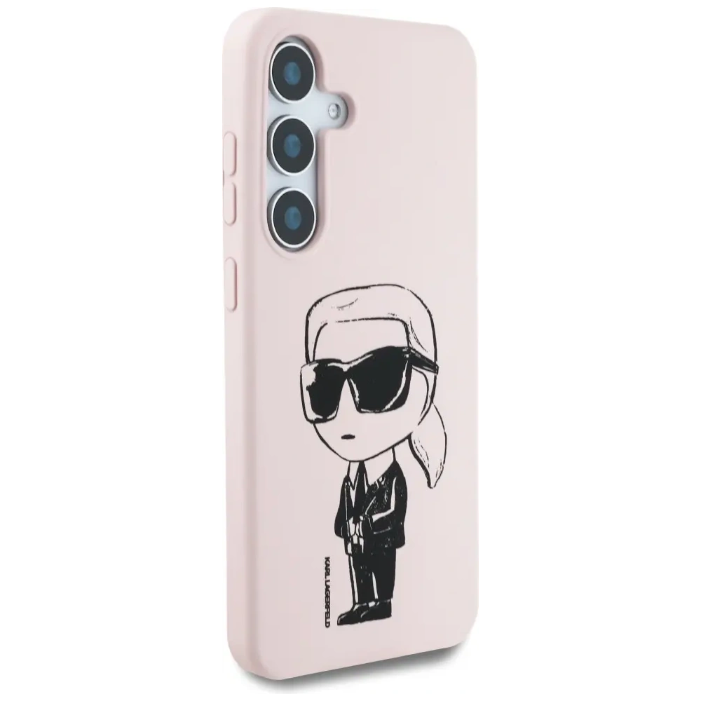 Etui Karl Lagerfeld Silicone Graffiti Ikonik Printed Logo MagSafe do Samsung Galaxy S25 różowy