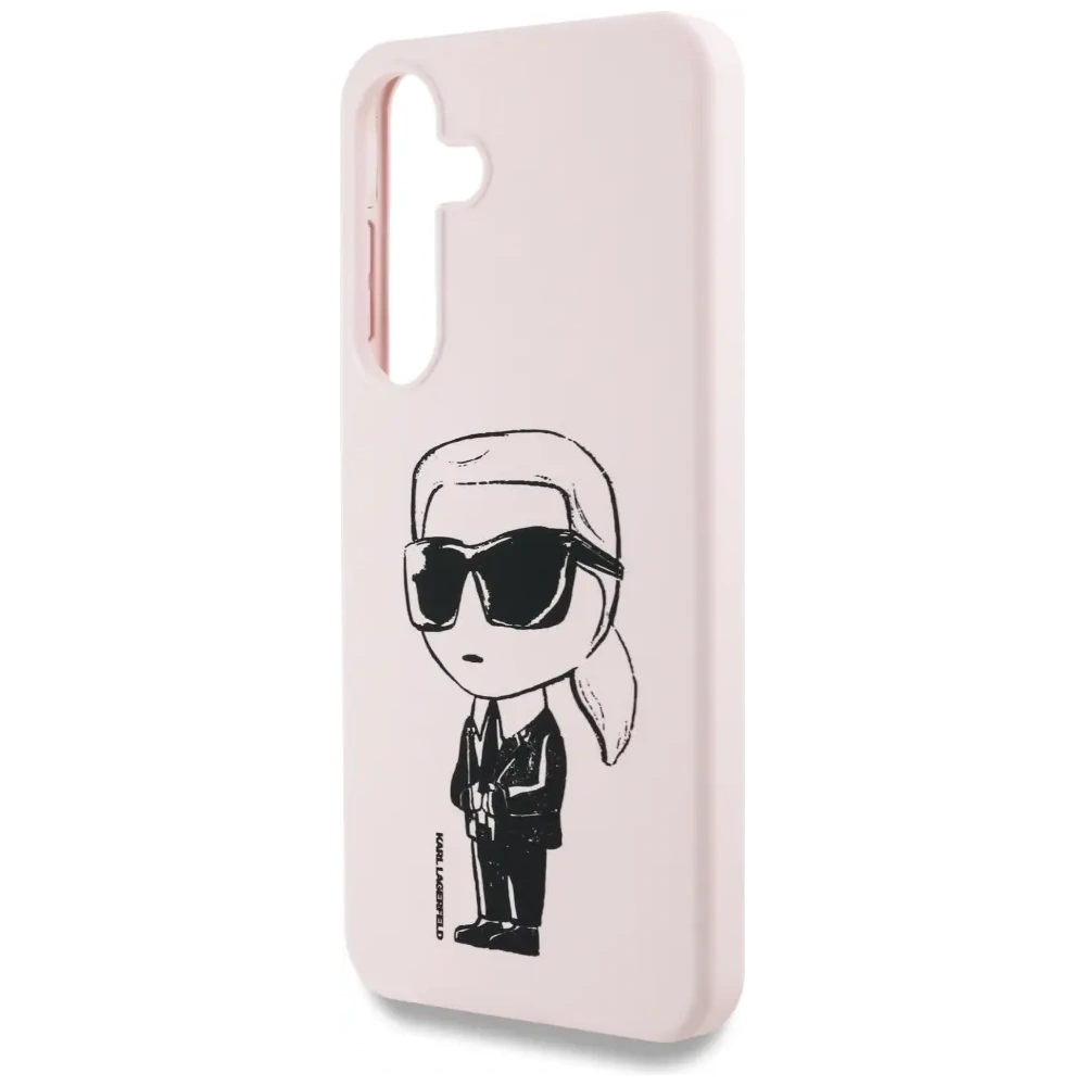 Etui Karl Lagerfeld Silicone Graffiti Ikonik Printed Logo MagSafe do Samsung Galaxy S25 różowy