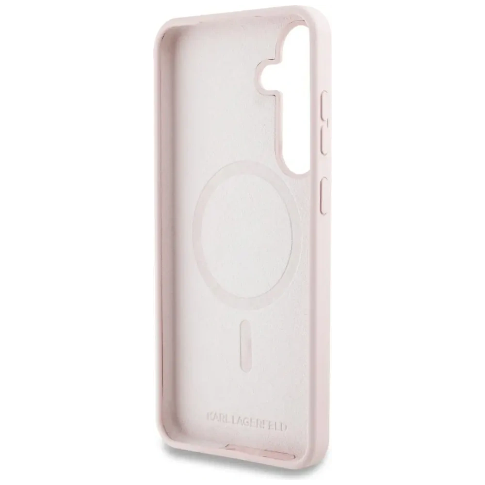 Etui Karl Lagerfeld Silicone Graffiti Ikonik Printed Logo MagSafe do Samsung Galaxy S25 różowy