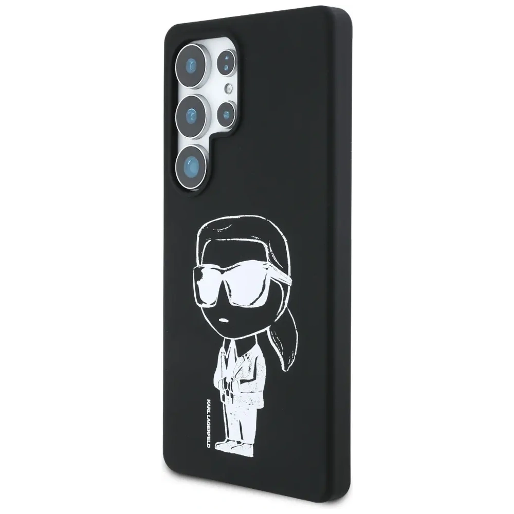 Etui Karl Lagerfeld Silicone Graffiti Ikonik Printed Logo MagSafe do Samsung Galaxy S25 Ultra czarny