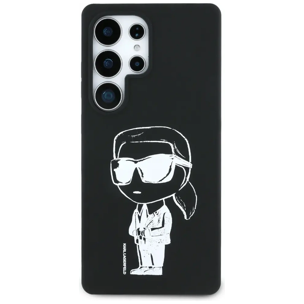 Etui Karl Lagerfeld Silicone Graffiti Ikonik Printed Logo MagSafe do Samsung Galaxy S25 Ultra czarny
