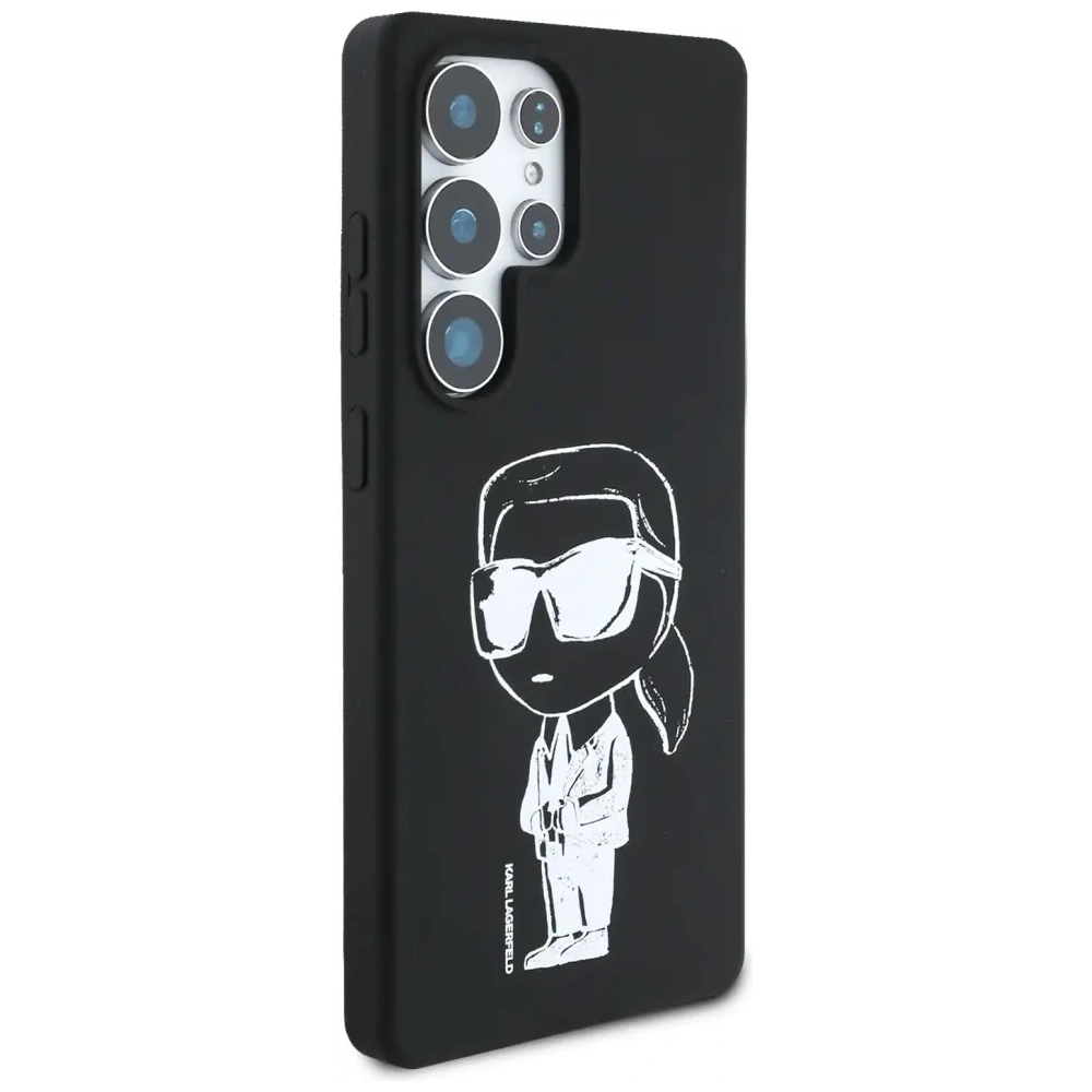 Etui Karl Lagerfeld Silicone Graffiti Ikonik Printed Logo MagSafe do Samsung Galaxy S25 Ultra czarny
