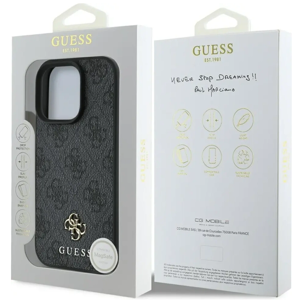 Etui Guess HC PU 4G Small 4G and Classic do Apple iPhone 16 Pro Max MagSafe czarny